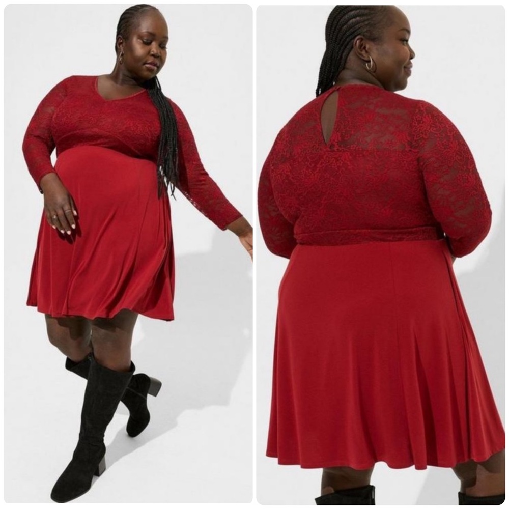 Torrid at the Knee Studio Lace Fit & Flare Dress
